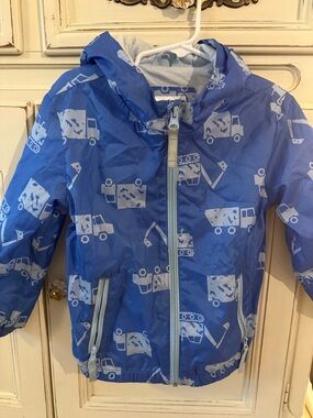 Cat & Jack Blue Construction Print Kids' Hooded Rain Jacket